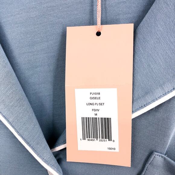 EBERJEY Gisele Long PJ Set Medium Blue White TENCEL Modal Stretch NWT - Picture 11 of 12